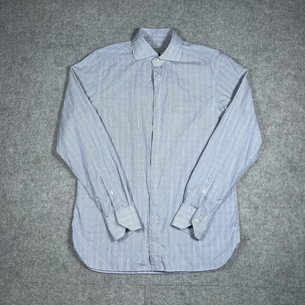 Gritti Styled by Ermenegildo Zegna shirt Mens medium 16 Blue Micro Check Dress